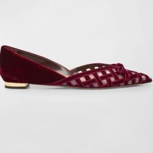 Aquazzura Romance Velvet Bow Ballerina Flats